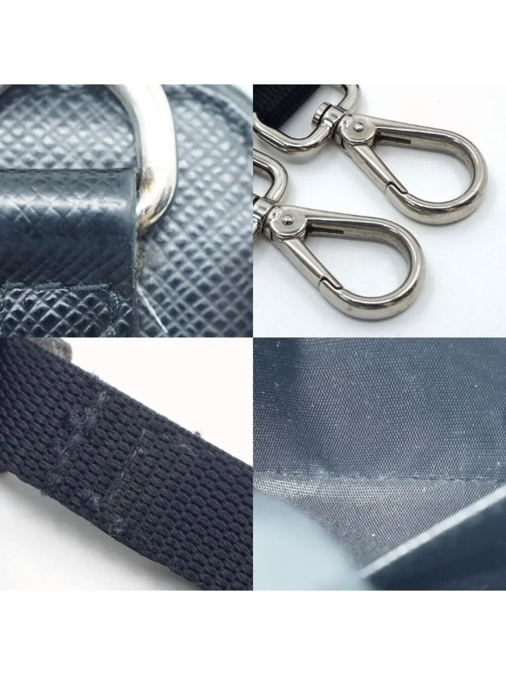 Prada Shoulder Card Slot Coin Purse Leather Coinverse Black Silver